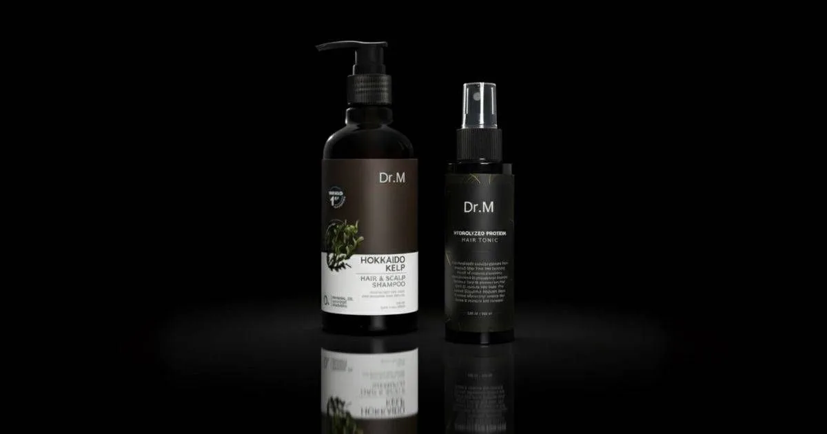 Botol Dr. M Shampoo dan Dr. M Tonic.
